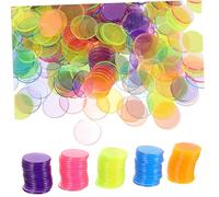 minkissy 300pcs Transparent Mixed Color Bingo Counting Chips for Family Game Night Plastic Poker Chips for Math Learning Party Props and Reward Counters