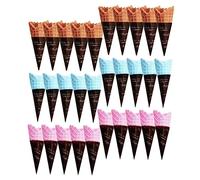 minkissy 30pcs DIY Fake Ice Cream Cone Models Craft Supply for Pretend Play Food Brown Pink Blue Imitation Sweet Cones for Photography Props and Creative Decorations
