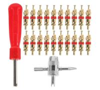 minkissy 32pcs Four-in-one Valve Core Removal Tool for Tire Valve Core Repair with Multi-Purpose Plastic, Metal, and Copper Construction Suitable for Car, Truck, and Motorcycle Tire Repair