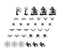 minkissy 35pcs Halloween Wall Stickers Black Glitter Paper Decorations Featuring Witch Spider Bat Shapes for Yard and Home, Easy to Install and Removable Without Residue Halloween Party