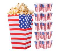 minkissy 36 Pcs Patriotic Popcorn Holders Present Holders American Flag Paper Disposable Foldable Patriotic Decor for Independence Day Movie Night