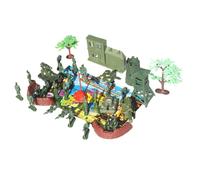 minkissy 37pcs Military Scene with Soldiers Tanks Aircraft Flags Trees DIY Pretend Play for Boys and Imaginative Outdoor Indoor Fun