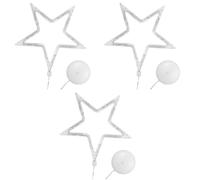 minkissy 3pcs 10 LED Christmas Lights Hanging Window Light with Suction Cup Battery Operated Hanging Decor for Indoor Lighting Xmas Party Decoration (Five-Pointed Star Style+Pure White Light)
