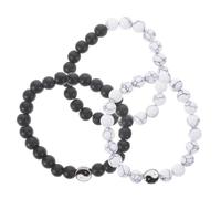 minkissy 3pcs Black White Beaded Bracelets Feng Shui Luck Jewelry Durable Stretch Design for Men Women Friendship Accessory for Various Occasions