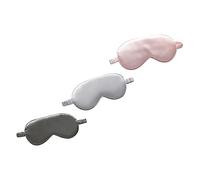 minkissy 3Pcs Breathable Two Sided Artificial Silk Sleeping Eye Mask Light Blocking Sleep Cover with Elastic Bands for Travel and Eye Pressure Relief Pink Silver Business Grey