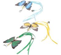 minkissy 3pcs Butterfly Replacement Heads for Cat Teasing Stick, Interactive Kitten for Indoor Cats, Colorful Blue Green Yellow Pet Accessories