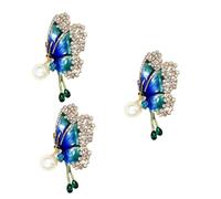 minkissy 3pcs Butterfly Rhinestone Brooch Pin for Women Decorative Lapel Pin for Clothes Elegant Suit Accessory for Birthdays Parties and Daily Wear