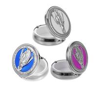 minkissy 3PCS Catholic Rosary Keepsake Box Set - Metal Communion Rosary Holder with Lady of Grace Design - Small Religious Jewelry Storage for Baptism and First Communion