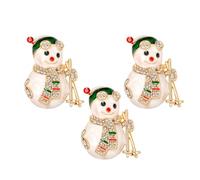 minkissy 3pcs Christmas Snowman Brooch Cute Rhinestone Crystal Enamel Pins for Women Festive Winter Accessories Xmas Jewelry for Holiday Parties