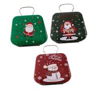 minkissy 3pcs Christmas Tinplate Candy Boxes with Handle Portable Mini Storage Tins for Sweets Small Accessories Festive Party Supply Biscuit Containers