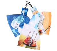 minkissy 3pcs Compact Lens Cleaner Cloths with Keychain, Practical Fabric Glasses Wipes for Delicate Screens and Computers, for Storing in Camera Bag or Backpack