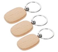 minkissy 3pcs Creative Wooden Keychains Small Blank DIY Pendants Bag Charms Unique Craft Keyrings for Decoration