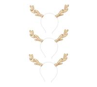 minkissy 3pcs Deer Antler Headband for Christmas Gold Sparkle Antler Hairbands Decorative Boys and Girls Hairband for Holiday Party Cute Girls Christmas Headwear