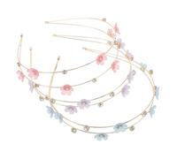 minkissy 3Pcs Double Row Rhinestone Headbands Sparkly Floral Hair Hoops for Weddings Parties and Everyday Fashion Resin and Metal Bridal Hair Accessories