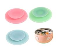 minkissy 3Pcs Double Sided Suction Pads for Dinner Plates Portable Silicone Tableware Holders for Elderly and Seniors Non Slip Design Lightweight and Easy to Carry Pink Green Blue