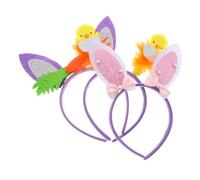 minkissy 3pcs Easter Bunny Ear Headbands Cute Hair Hoops Chick Carrot and Bowknot Designs for Girls and Women for Easter Parties and Festive Celebrations