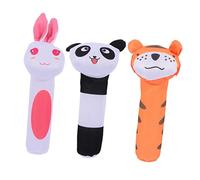 minkissy 3pcs Educational Toys Plush Animal Sticks Rattle Bell for Sensory Development and Parent-boy Girl Communication
