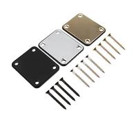 minkissy 3PCS Electric Guitar Neck Mounting Plates Alloy Neck for Bass with Scratch Resistant Protective Film White Gold Black