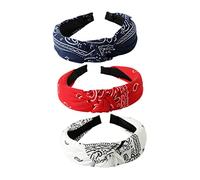 minkissy 3pcs Fashion Women Hairband Knotted Wide Turban Headband Retro Fabric Headwear Knot Hair Accessories
