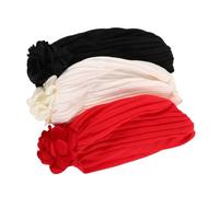 minkissy 3pcs Floral Beanie Hats Elastic Turban Headwraps for Women Hair Loss Patients Breathable Sun Protection Cap with Ethnic Style for Daily Wear and Travel Spring Outfits