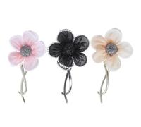 minkissy 3Pcs Floral Hair Clips for Women Copper Alloy Flower Hair Accessories for Straight Curly Ponytail Braided Styles in Khaki Black Light Pink