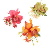 minkissy 3pcs Hawaiian Flower Hair Clips Artificial Floral Barrettes for Women Boho Party Bride Accessories for Beachside Photos