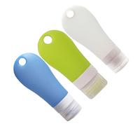 minkissy 3pcs Leakproof Silicone Travel Dispenser Bottles for Makeup and Skin Care Refillable Portable Squeeze Containers with Hole Compact Eco Friendly Blue Green Transparent