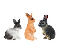 minkissy 3pcs Lifelike Simulation Rabbit Figurines Realistic Bunny Model for Animal Learning Playtime and Decor Yellow Grey Black Rabbit Ornaments