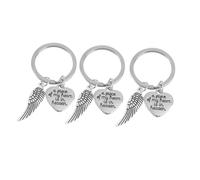 minkissy 3pcs Love Heart Keyring Friend Keyring Angel Wing Keychain Creative Decorative