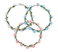 minkissy 3pcs Luminous Garland Headband Blue Body Glitter Flower Girl Hair Accessories Glow Flower Crown for Women Festivals