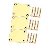 minkissy 3pcs Metal Guitar Neck Joint Plate Bass Neck Plate with Screws Precise Ergonomic Design Golden for Electric Guitar Repair