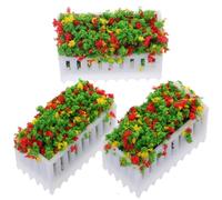 minkissy 3Pcs Miniature Flower Beds Vivid Dollhouse Plant Ornaments for Micro Landscape Bright Colors for DIY Decoration Dollhouse Room Balcony Garden