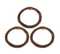 minkissy 3pcs Natural Christmas Grapevine Wreaths Brown Twig Oval Frames for DIY Craft Assembly, Rustic Farmhouse Wall Hanging Decoration, Easy Shape Maintenance