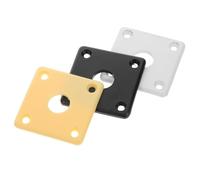 minkissy 3pcs Plastic Guitar Jack Plate Curved Square Mounting Base for Electric Guitars Durable Easy Installation Fits Electric Models White Black Yellow