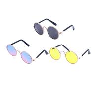 minkissy 3pcs Puppy Eyeglasses for Dogs and Cats, Lightweight Synthetic Material with Unique Retro round Frame, Sturdy and Decorative Party Glasses for Dog Photography Or When The Pet Is