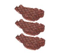 minkissy 3PCS Realistic Fake Steak Food Model Lifelike Plastic Beef Block Decor for Restaurant Kitchen Display Non Fading Simulation Meat Props for Home and Commercial Use