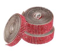 minkissy 3pcs Self-Adhesive Rhinestone Strips Set Large Red 4-Row 6-Row 10-Row Decorative Ribbon for DIY Crafts Clothing Embellishment