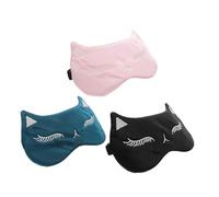 minkissy 3pcs Silk Sleeping Eye Masks Cute Cat Cartoon Pattern Soft Blackout Sleep Mask for Travel Flight Hotel Lightweight Breathable Eyemasks for Women Men
