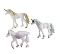 minkissy 3pcs Simulation Unicorn Model Plastic Educational Figurines for Realistic Animal Decor with Blue Yellow Pegasus Designs Plastic for Imaginative Play and Cognitive Development
