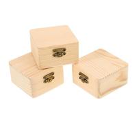 minkissy 3pcs Square Unfinished Wooden Lock Box Set, DIY Graffiti Craft Storage Case and Adults, Multi-Function Woodcraft Supply Container for Home and School Projects