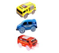 minkissy 3pcs Track Car Battery Powered Lighting Cars for Includes Yellow Construction Truck Blue Red Bus for Indoor and