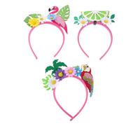minkissy 3PCS Tropical Theme Headbands with Flamingo Palm Leaves for Summer Luau Parties Beach Gatherings and Pool Events Comfortable Floral Hair Hoops for Summer Decorations