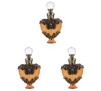 minkissy 3pcs Vintage Glass Perfume Bottles Heart-Shaped Refillable Empty Fragrance Containers with Butterfly Decor for Essential Oils, Travel, and Home Use