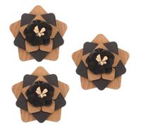 minkissy 3pcs Wooden Flower Boutonniere Pin for Suits Elegant Lapel Pin Brooch Decoration Unique Design with Wonderful Workmanship for Weddings and Special Occasions