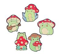 minkissy 3sets Cute Frog Mushroom Pins Aesthetic Animal Brooches for Backpacks Hats Coats Durable Jewelry Accessories Unique Enamel Pins for Fashion Lovers 5pcs*3