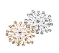 minkissy 3sets Snowflake Design Brooches for Women Elegant Pearl Rhinestone Breastpins Clothes Decor for Christmas Party Chic and Unique Accessories 2pcs*3