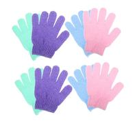 minkissy 4 Pairs Nylon Shower Gloves Body Scrub Exfoliating Bath Gloves for Dry Rough Skin with Hanging Loop Compatible with Soap Shower Gel and Sea Salt Cleansing Random Color