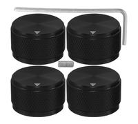 minkissy 4 Pcs Black Metal Volume Knobs for Electric Guitar 6Mm Rotary Control Replacement Knobs Non-Slip Grip for Amplifiers and Mixers