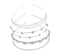 minkissy 4 Pcs Crystal Headband Rhinestone Floral Hair Accessories with Embossed Design for Weddings Prom and Special Occasions Elegant Metal Flower Tiara for Women