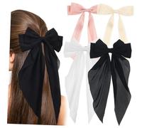minkissy 4 Pcs Satin Hair Bow Clips with Secure Hold Minimalist Ribbon Hair Accessories for Women and Teen Multi-color Elegant Barrettes Suitable